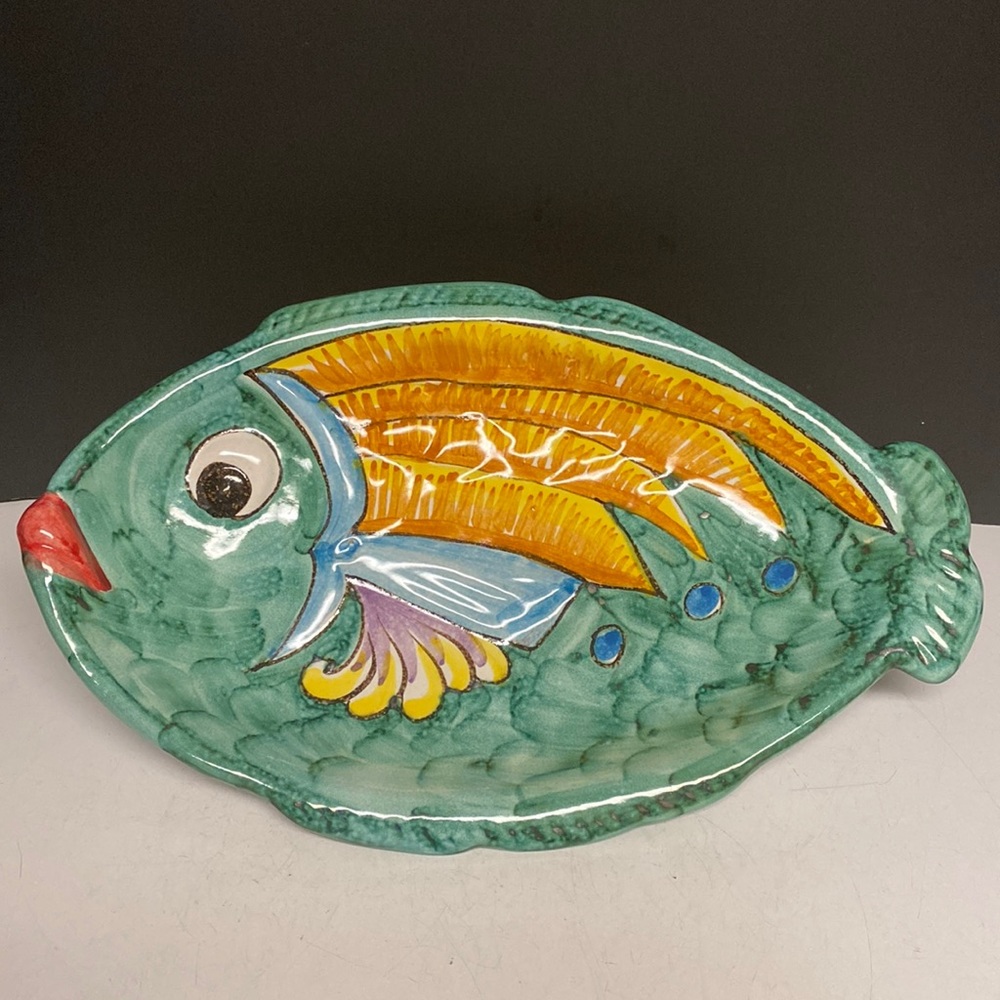 Vietri Art Ceramic Pottery Fish Platter Oval Serveware